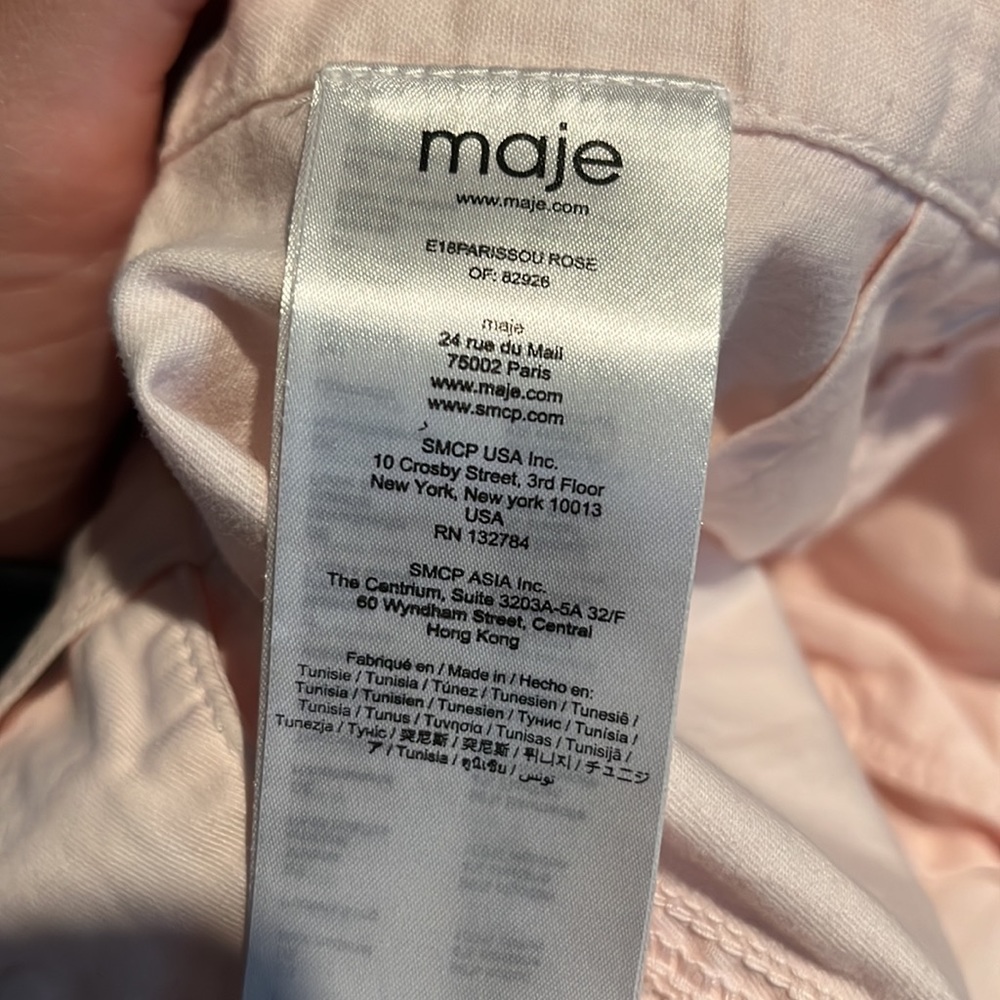 Maje Parissou Pale Pink Trouser Pants Tapered Stretch Cotton - Picture 5 of 10